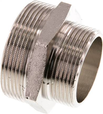 Doppelnippel G 2"-G 1-1/2", Messing vernickelt