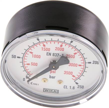 Manometer waagerecht (ST/Ms), 63mm, 0 - 250 bar, G 1/4"