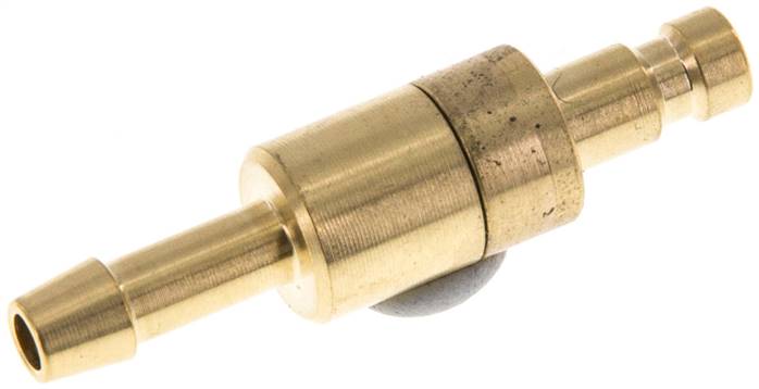 Kupplungsstecker (NW2,7) 4mm Schlauch, Messing, beidseitig absperrend