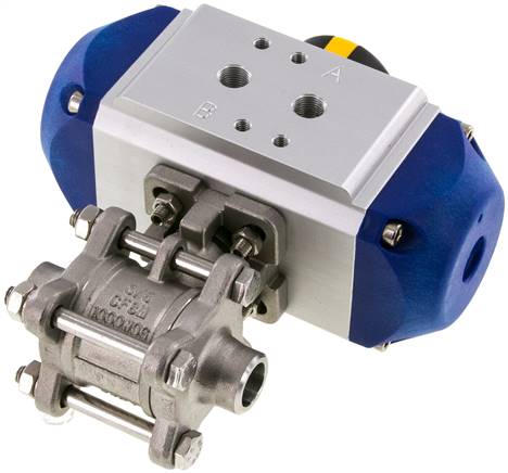 Pneumat. Edelstahl-Kugelhahn, 17,2mm, Feder-schließend