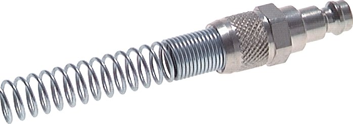 Kupplungsstecker (NW5) 8x6mm Schlauch m. Knickschutz, schwenkbar, Messing