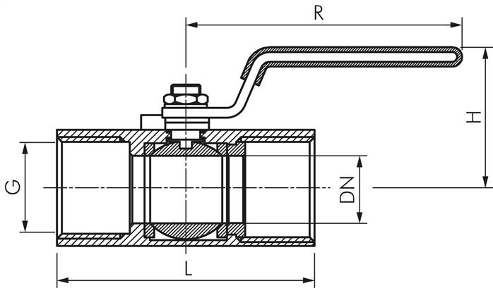 1-teiliger Edelstahl-Kugelhahn, G 3/8", 0 bis 63bar