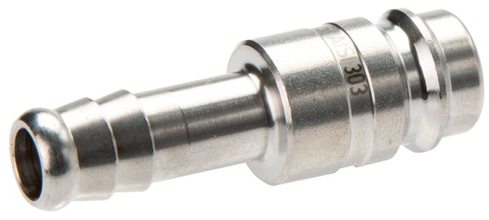 Kupplungsstecker (NW10) 19 (3/4")mm Schlauch, 1.4404, beidseitig absperrend
