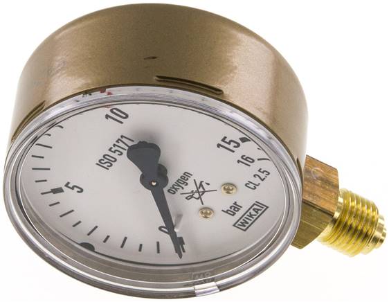 Schweißtechnik-Manometer 63mm, 0 - 16 bar, Sauerstoff (O2)