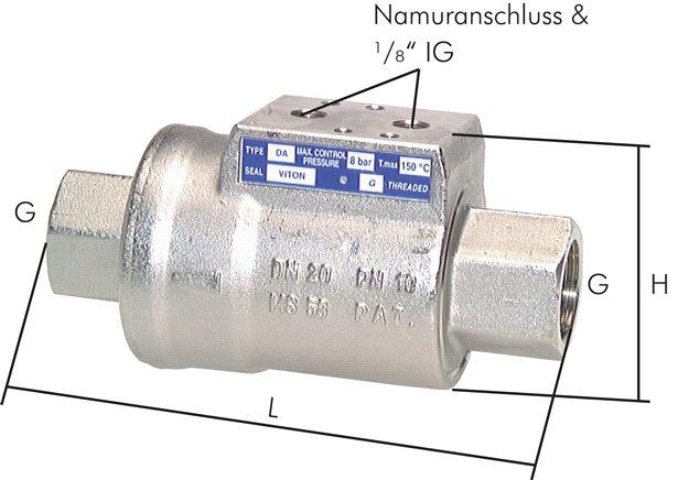Sperrventil, doppeltwirkend, FKM-Dichtung (-20°C bis max. +150°C), G 3/8", Messing