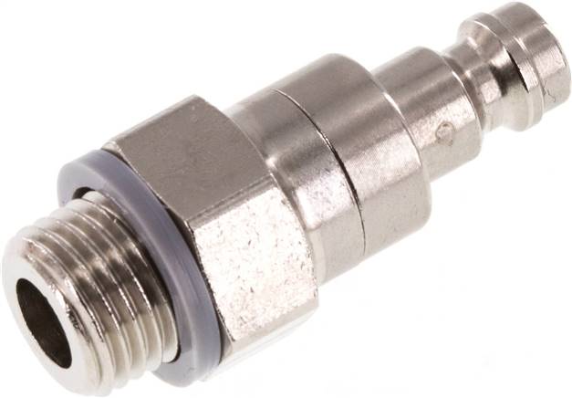 Kupplungsstecker (NW5) G 1/4"(AG), Messing vernickelt, beidseitig absperrend