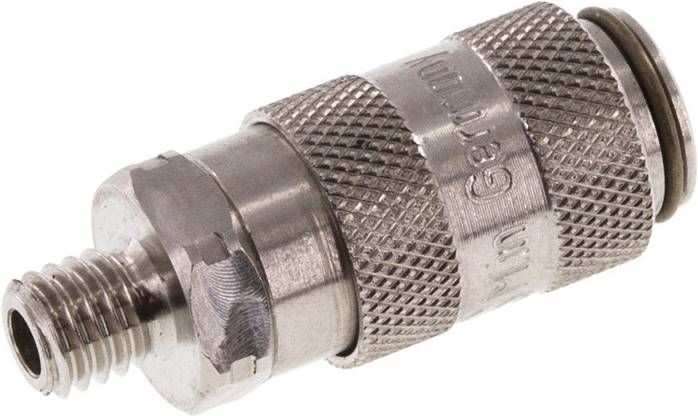 Schnellkupplung (NW2,7) M 5(AG), 1.4404, für Stecker beidseitig absperrend