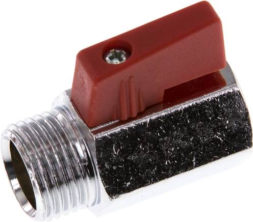 Messing-Minikugelhahn G 1/2" Innengewinde / Außengewinde, PN 15, Knebelgriff