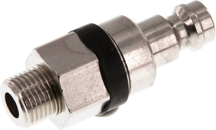 Kupplungsstecker (NW5) G 1/8"(AG), Messing vernickelt (AG), schwarz