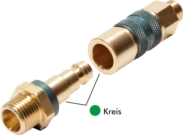 Kupplungsstecker (NW5) G 1/8"(IG), grün, Kreis Ø 10,5 mm