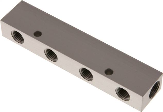 Verteilerleiste 2 x G 3/8"-4 x G 1/4", Aluminium eloxiert