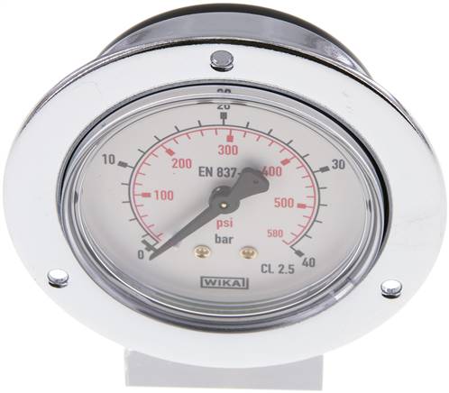 Einbaumanometer (CrNi/Ms), Frontring, 63mm, 0 - 40 bar