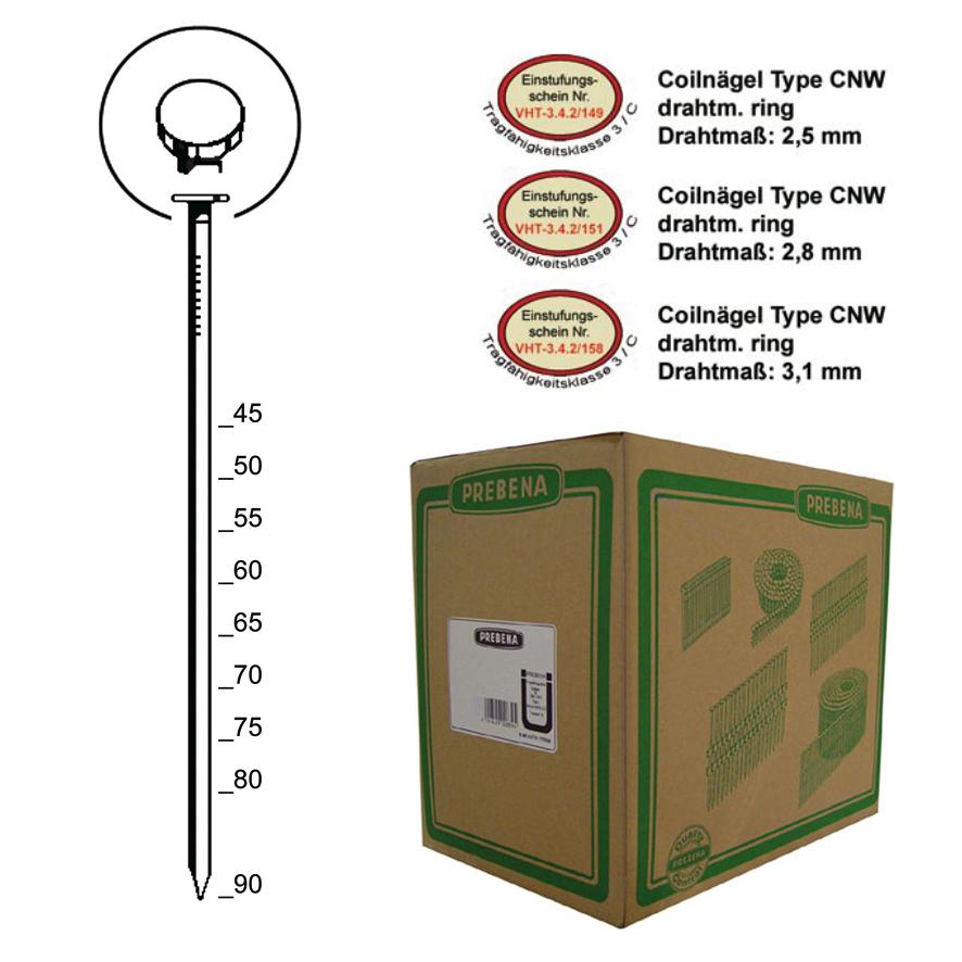 Prebena Coilnägel CNW31/80BKRI Ringschaft