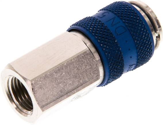 Schnellkupplung (NW5) G 1/8"(IG), Messing vernickelt, blau