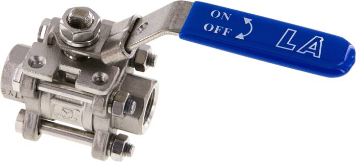 3-teiliger Edelstahl-Kugelhahn, G 3/8", 0 bis 63bar