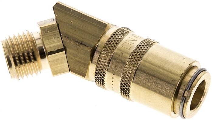 45°-Temperier-Schnellkupplung 9mm Zapfen,G 1/4"(AG), Messing, mit Entriegelungssicherung