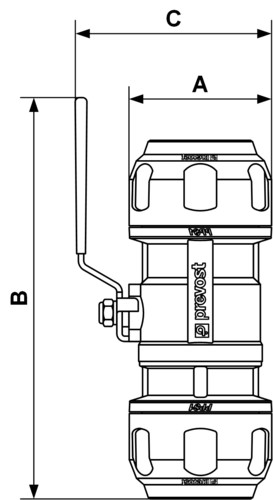 Prevost Vollaluminium-Kugelhahn für Rohr 63mm