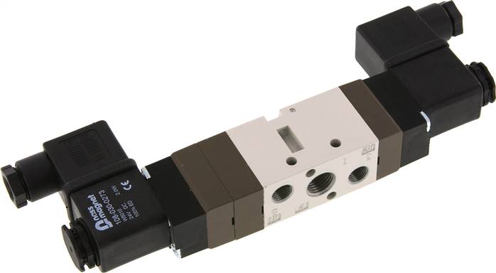 5/3-Wege Magnetventil, G 1/4" (Abluft G 1/8"), Mittelstellung belüftet, 230 V AC