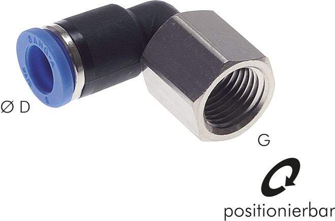 Winkel-Steckanschluss, Inneng. G 1/4"-6mm, IQS-Standard