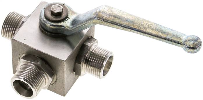 ES-Hochdruck-3-Wege Kugelhahn, T-Bohrung, 14 S (M22x1,5), 0 bis 400bar