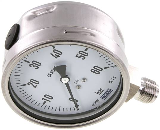 Chemie-Manometer senkrecht, 100mm, 0 - 60 bar