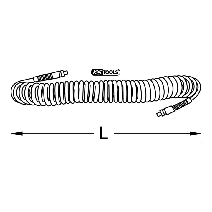 KS Tools PU-Druckluft-Spiralschlauch, Ø 8mm, G1/4 AG, 15 m