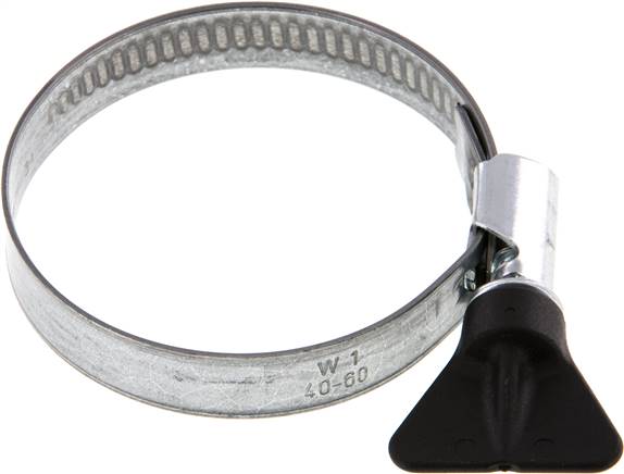 12mm Schlauchschelle 40 - 60mm, Stahl verzinkt (W1) (NORMA) mit Flügelgriff