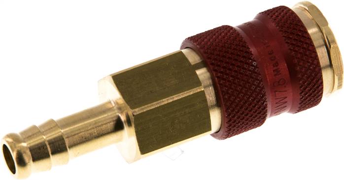 Schnellkupplung (NW7,2) 9 (3/8")mm Schlauch, rot, Achteck SW12