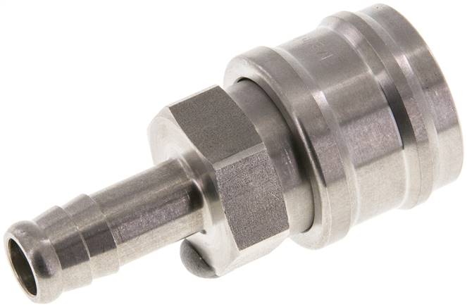 Schnellkupplung (NW7,2) 10mm Schlauch, Edelstahl, für Stecker beidseitig absperrend
