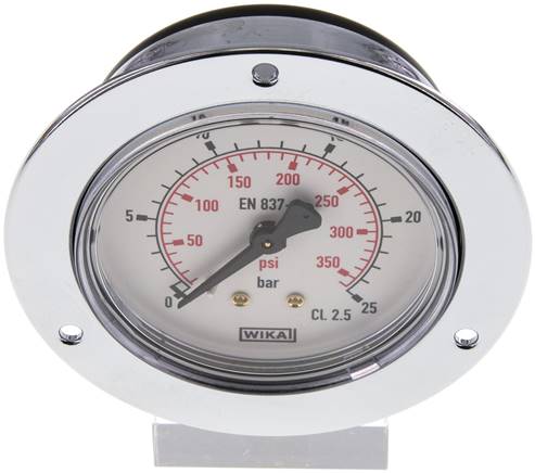 Einbaumanometer (CrNi/Ms), Frontring, 63mm, 0 - 25 bar