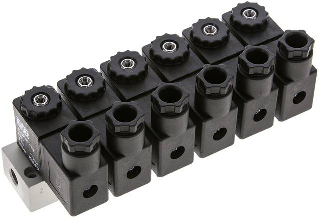 3/2-Wege Magnetventil, G 1/8", geschlossen (NC), 6-fach 24V=