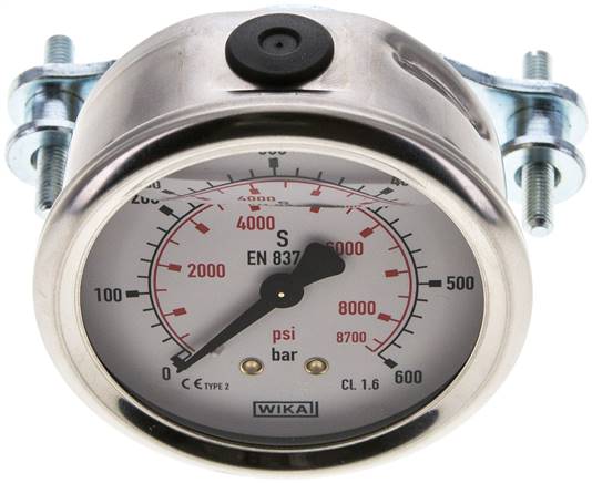 Glycerin-Einbaumanometer, 3kt-Frontring, 63mm, 0 - 600 bar