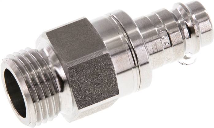 Kupplungsstecker (NW10) G 1/2"(AG), 1.4404, beidseitig absperrend