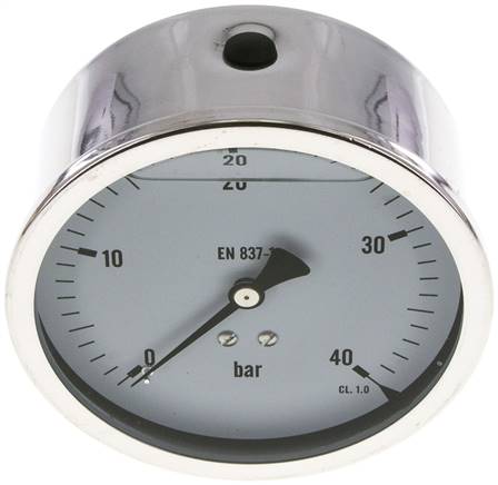Glycerin-Manometer waagerecht (CrNi/Ms),100mm, 0 - 40bar -Eco-Line