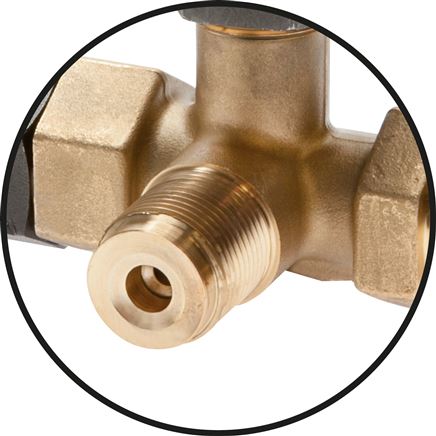 Manometer-Absperrventil G 1/2" Drehbare Muffe - Zapfen mit Schaft für Messgeräte, Messgerätanschluss 1/2" IG, Messing