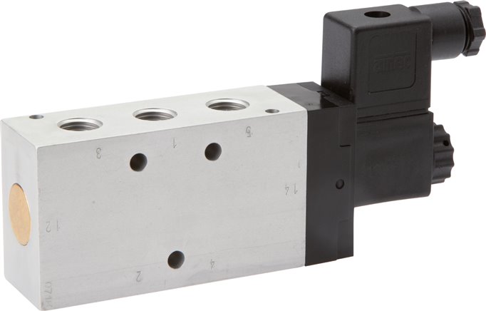 5/2-Wege Magnetventil, G 1/4", Feder, 24 V= (ATEX), NW 9, mit 3m Kabel