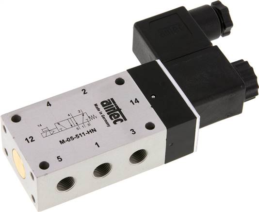 5/2-Wege Magnetventil, G 1/8", Feder, 24 V=
