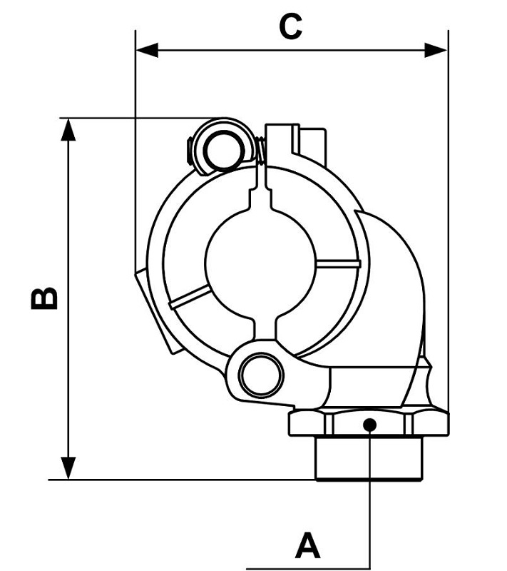 PREVOST-ABZWEIGFLANSCH INNENGEWINDE für Rohr mit außen-Ø = 63 IG BSPP = G 3/4