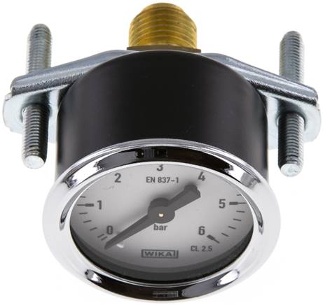 Einbaumanometer, 3-kant-Frontring, 40mm, 0 - 6 bar, 1/4" mit Zentrierzapfen