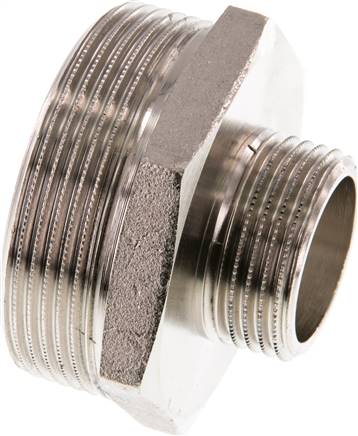 Doppelnippel G 2"-G 1", Messing vernickelt