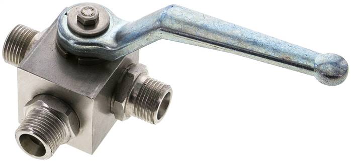 ES-Hochdruck-3-Wege Kugelhahn, L-Bohrung, 10 S (M18x1,5), 0 bis 400bar