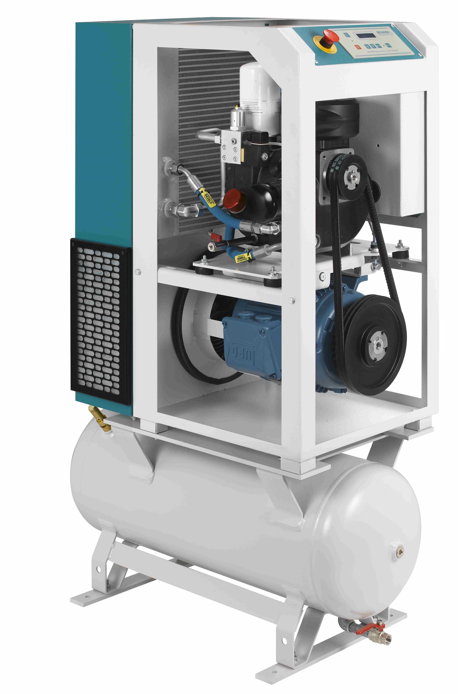 RENNER-Kompressor RSDF-PRO 5,5 auf 90 Liter Behälter- frequenzgeregelter Schraubenkompressor