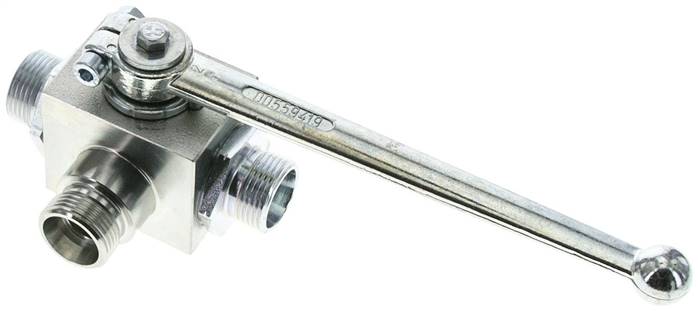 Hochdruck-3-Wege Kugelhahn, L-Bohrung, 15 L (M22x1,5), 0 bis 315bar