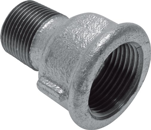 Reduziernippel R 3/8"(AG)-Rp 1/2"(IG), Temperguss verzinkt
