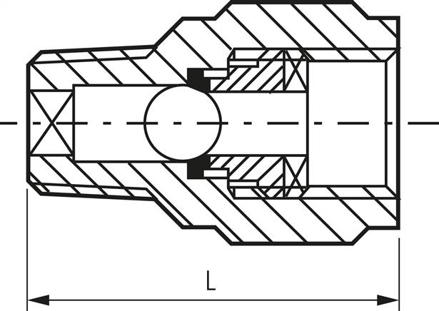 Mini-Rückschlagventil R/Rp 3/8" (AG/IG), Messing vernickelt, ohne Feder