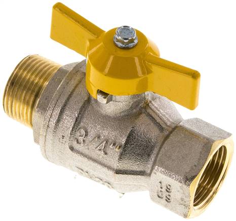 Messing-Kugelhahn, DVGW, R 3/4" / Rp 3/4", -0,9 bis 40bar, Knebelgriff