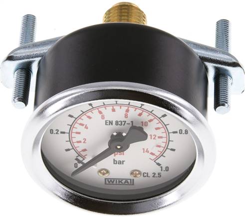 Einbaumanometer, 3-kant-Frontring, 50mm, 0 - 1 bar