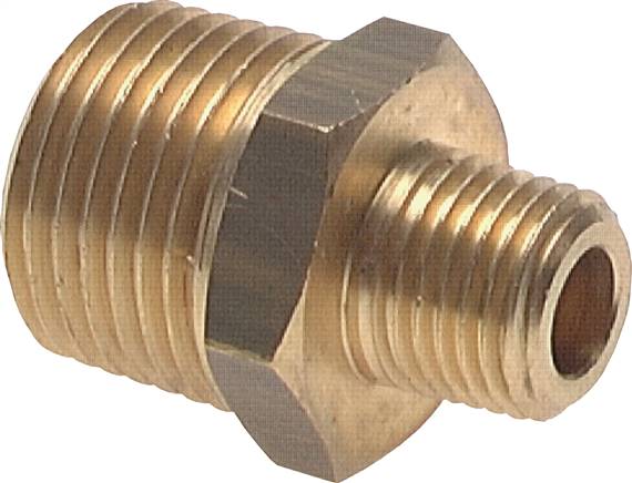 Doppelnippel R 1/2"-R 1/4", Messing/Rotguss