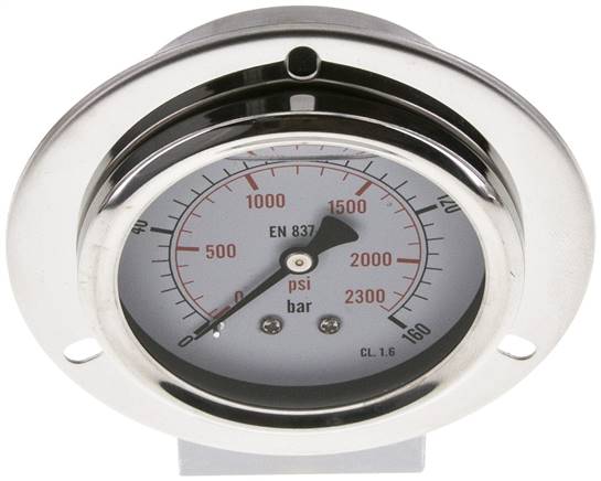 Glycerin-Einbaumanometer,Frontring, 63mm, 0 - 160 bar -Eco-Line