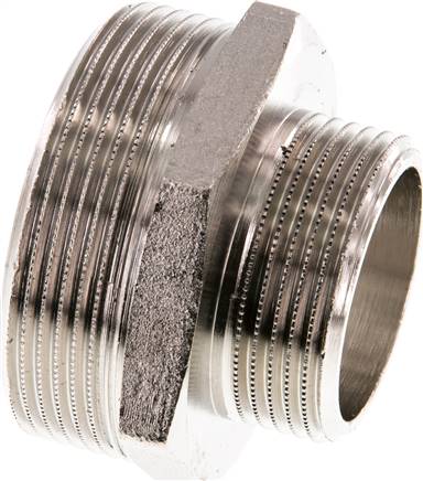 Doppelnippel G 2"-G 1-1/4", Messing vernickelt